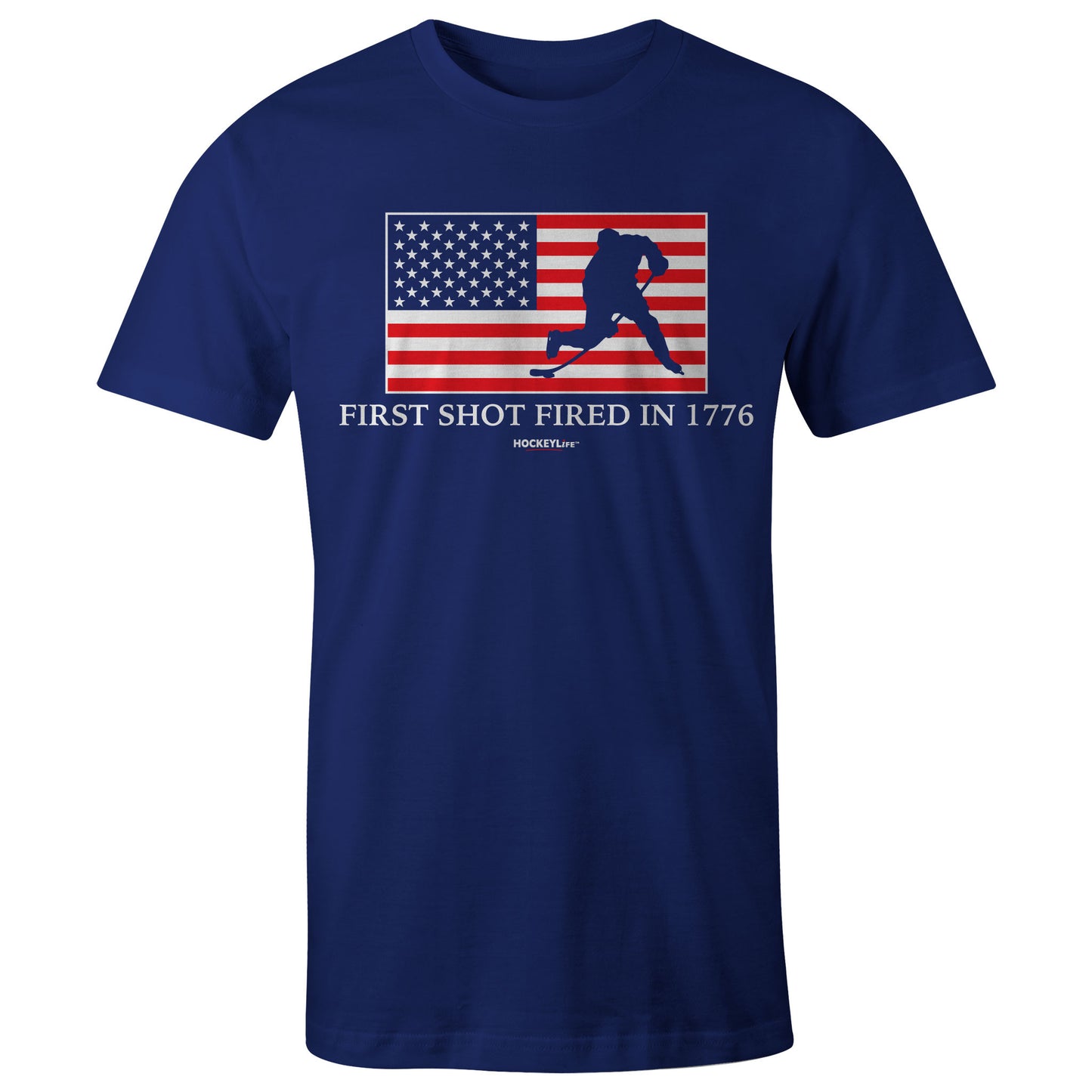 First Shot Fired in 1776 Tee Shirt (Navy)