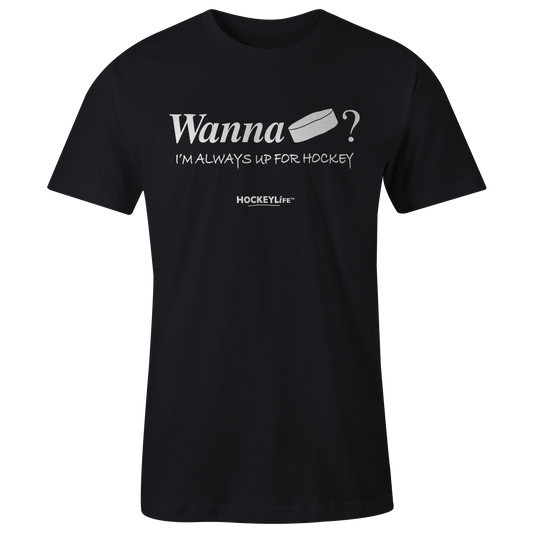 Wanna Puck? Tee Shirt (Black)