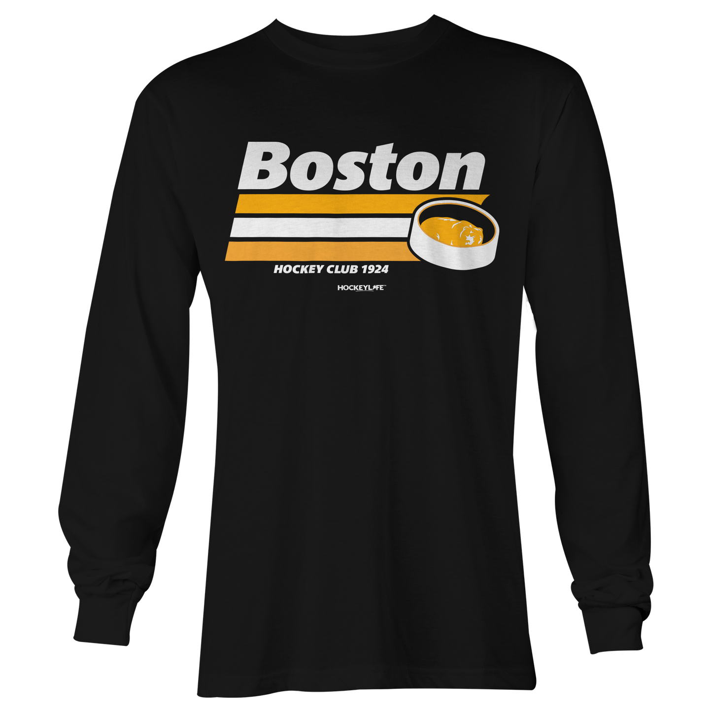 Boston Bruins Puck Long Sleeve Tee Shirt