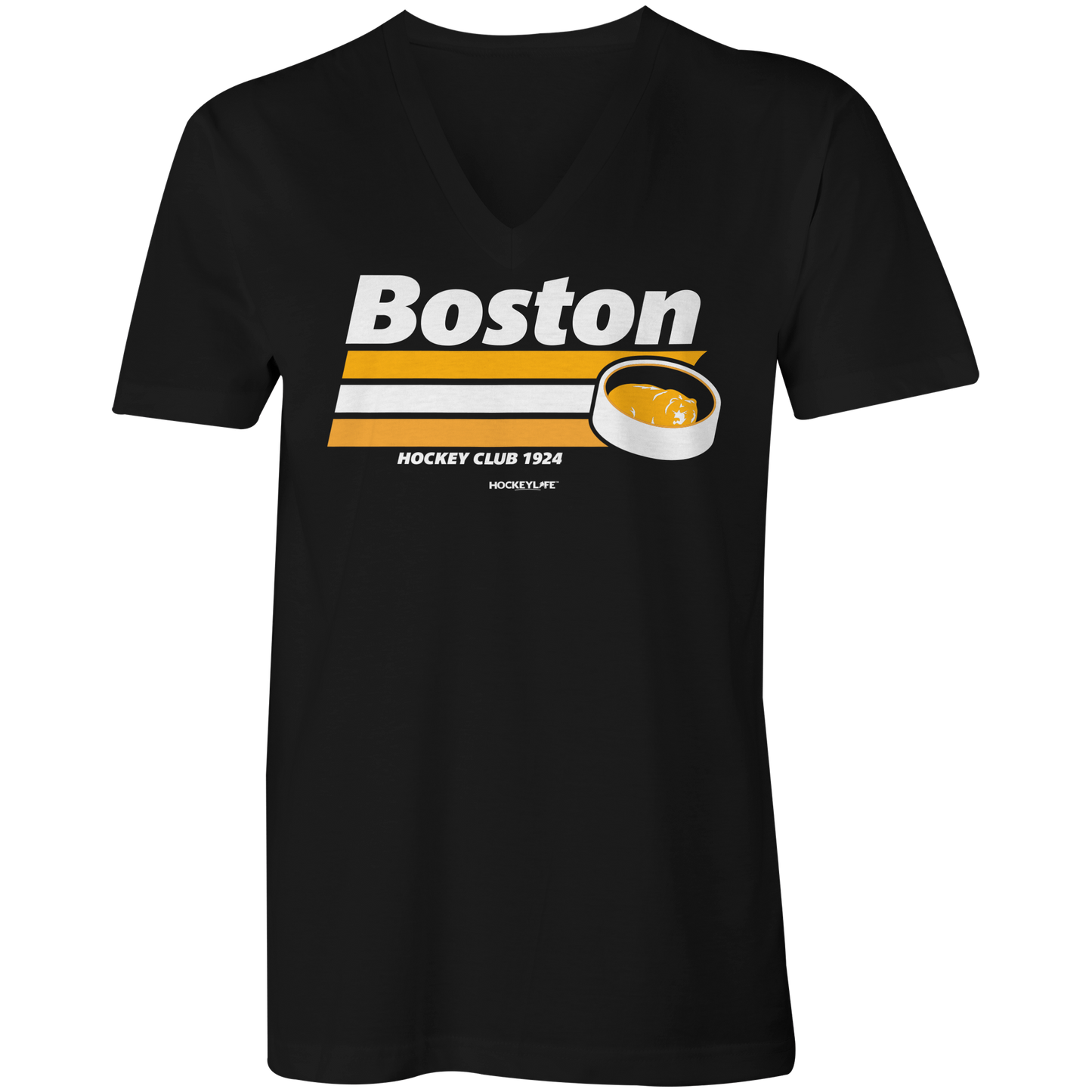 Boston Bruins Puck Ladies V-Neck Tee Shirt