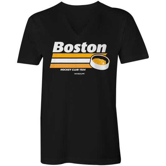 Boston Bruins Puck Ladies V-Neck Tee Shirt
