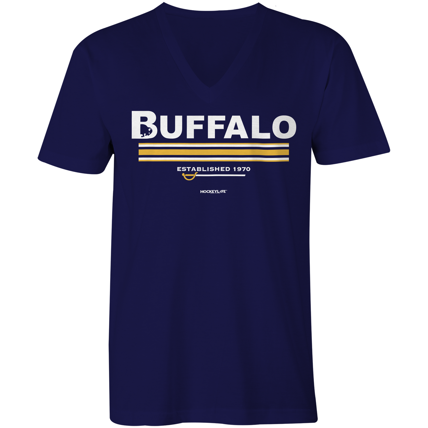 Buffalo Sabres Jersey Stripes Ladies V-Neck Tee Shirt