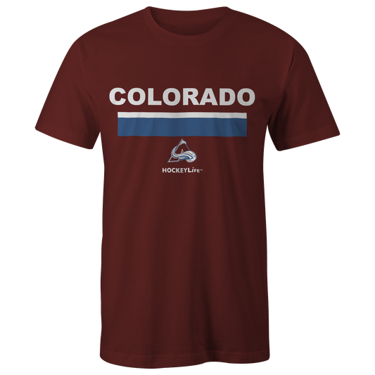 Colorado Avalanche Jersey Stripes Tee Shirt