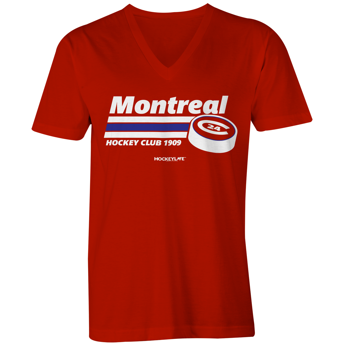 Montreal Canadiens Puck Ladies V-Neck Tee Shirt