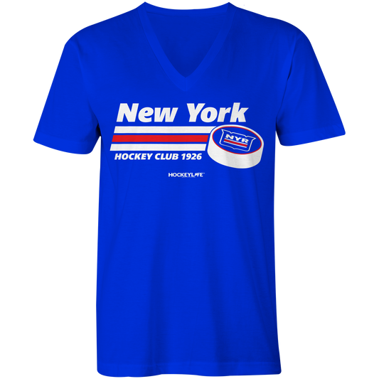 New York Rangers Puck Ladies V-Neck Tee Shirt