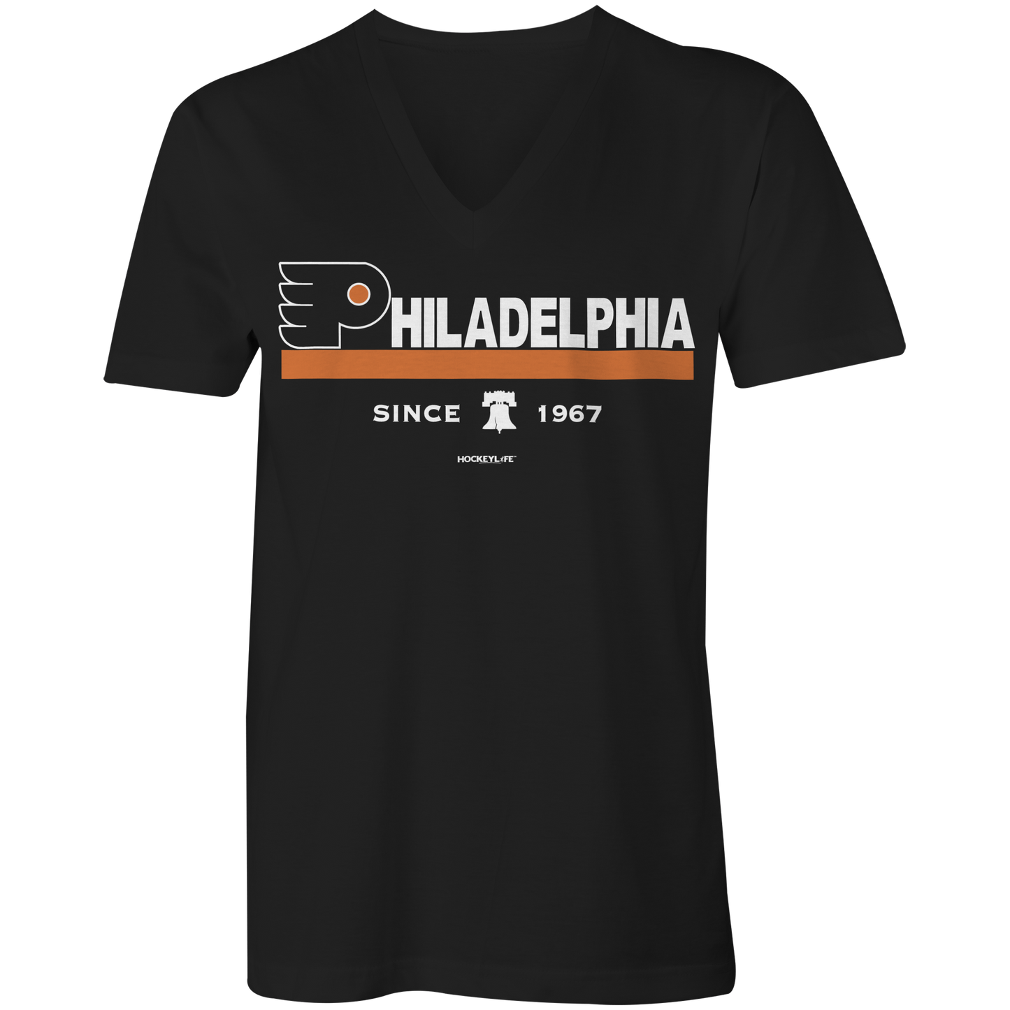 Philadelphia Flyers Jersey Stripes Ladies V-Neck Tee Shirt