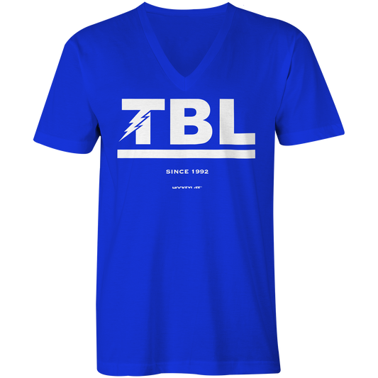 Tampa Bay Lightning Jersey Stripes Ladies V-Neck Tee Shirt