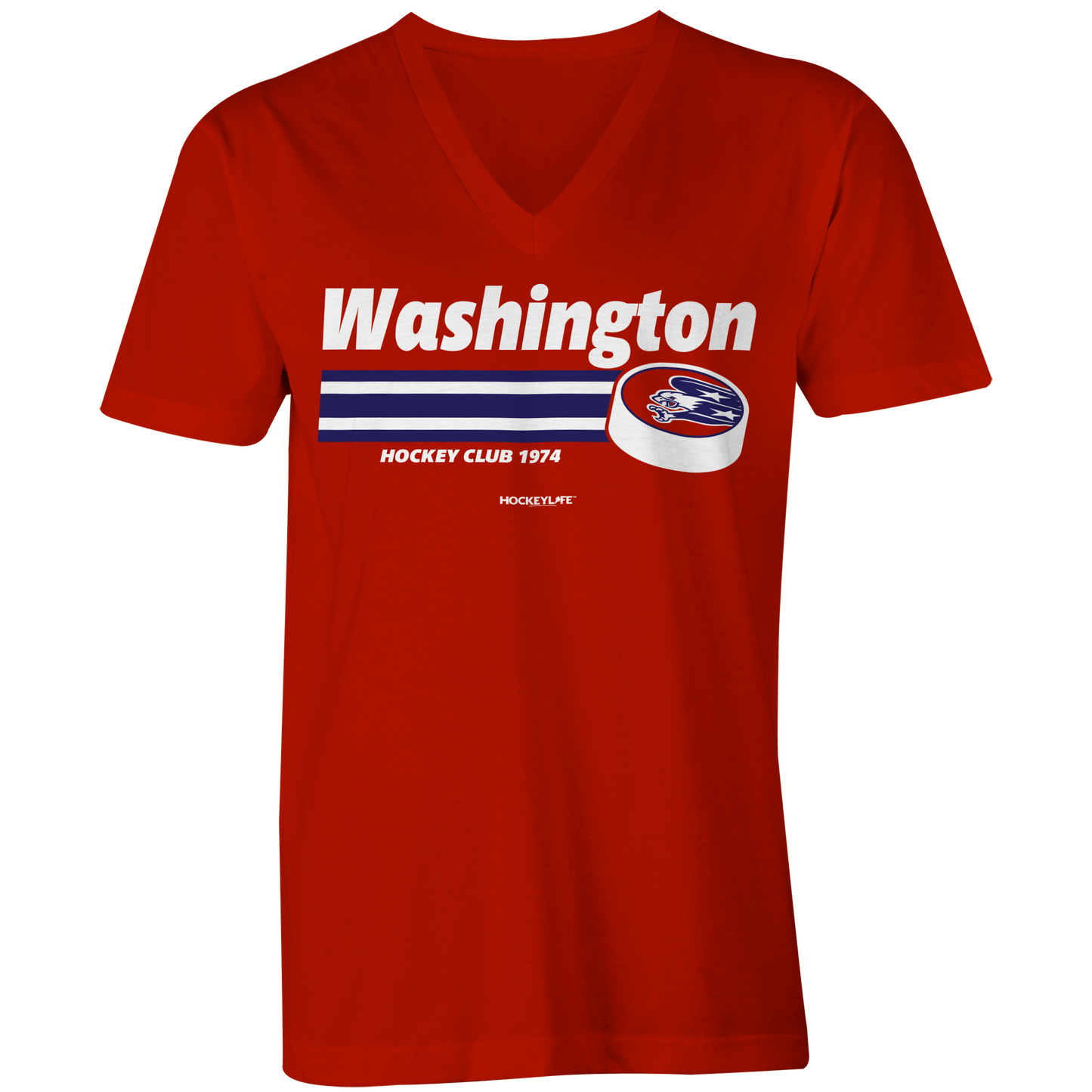 Washington Capitals Puck Ladies V-Neck Tee Shirt