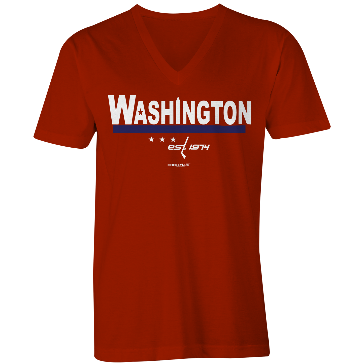 Washington Capitals Jersey Stripes Ladies V-Neck Tee Shirt